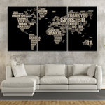 Thank You World Map Multi Panel Canvas Wall Art