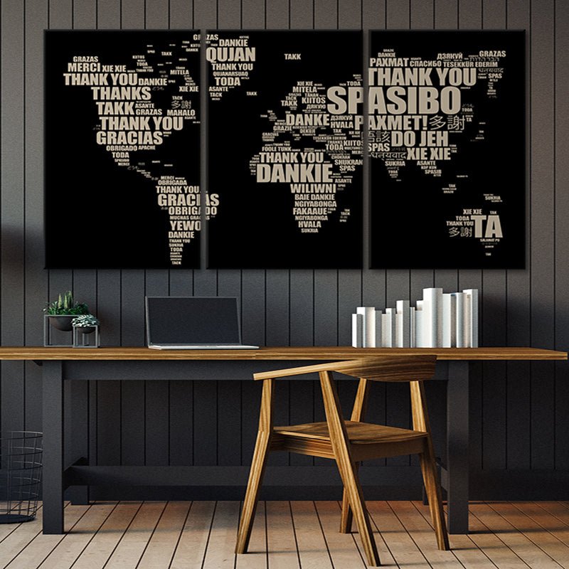 Thank You World Map Multi Panel Canvas Wall Art