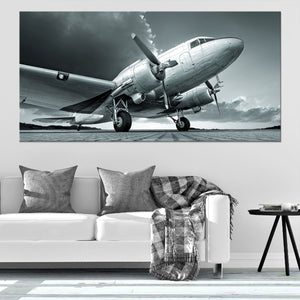 Monochrome Vintage Airplane Wall Art Canvas Print-Stunning Canvas Prints