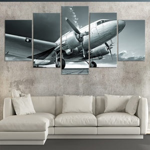 Monochrome Vintage Airplane Wall Art Canvas Print-Stunning Canvas Prints