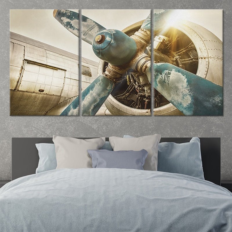 vintage airplane propellers 3 piece wall art