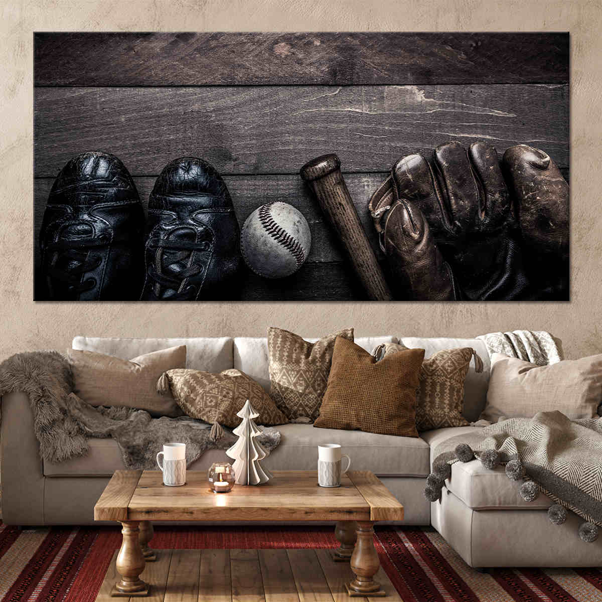 Vintage Baseball Equipment Canvas Wall Art