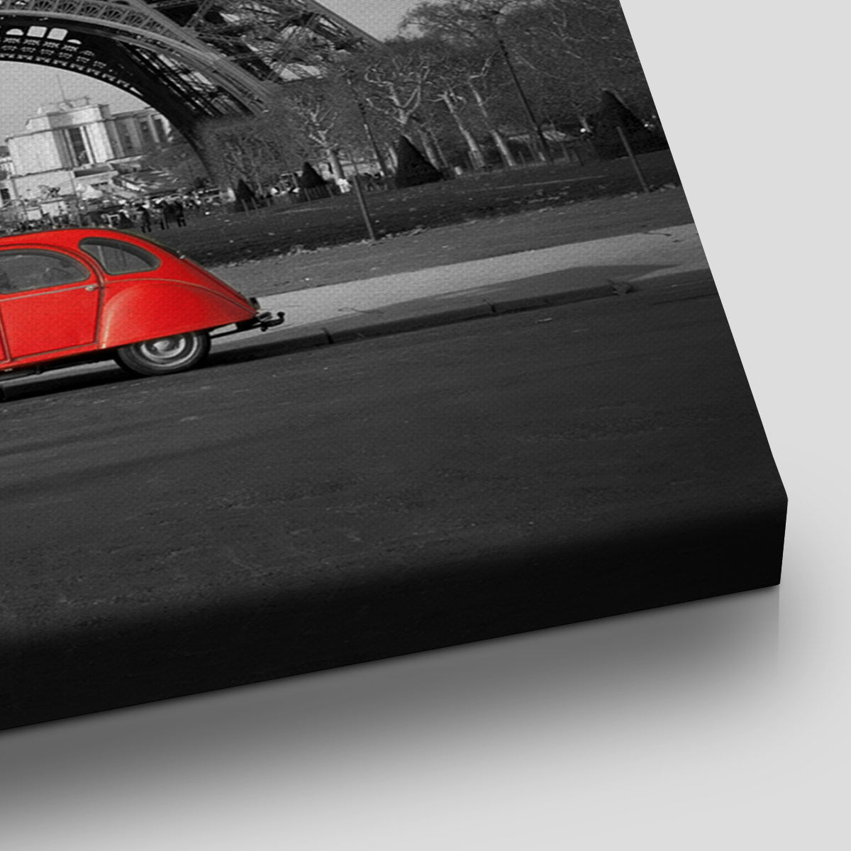Vintage Red Car In Paris Canvas Wall Art-Stunning Canvas Prints