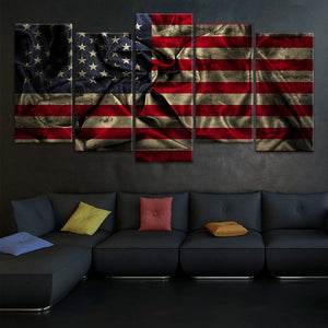 Wavy American Flag Wall Art Canvas | Patriotic Wall Art For Living Room Wall-Stunning Canvas Prints
