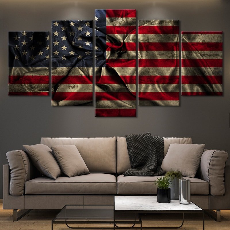 Wavy American Flag Wall Art Canvas | Patriotic Wall Art For Living Room Wall-Stunning Canvas Prints