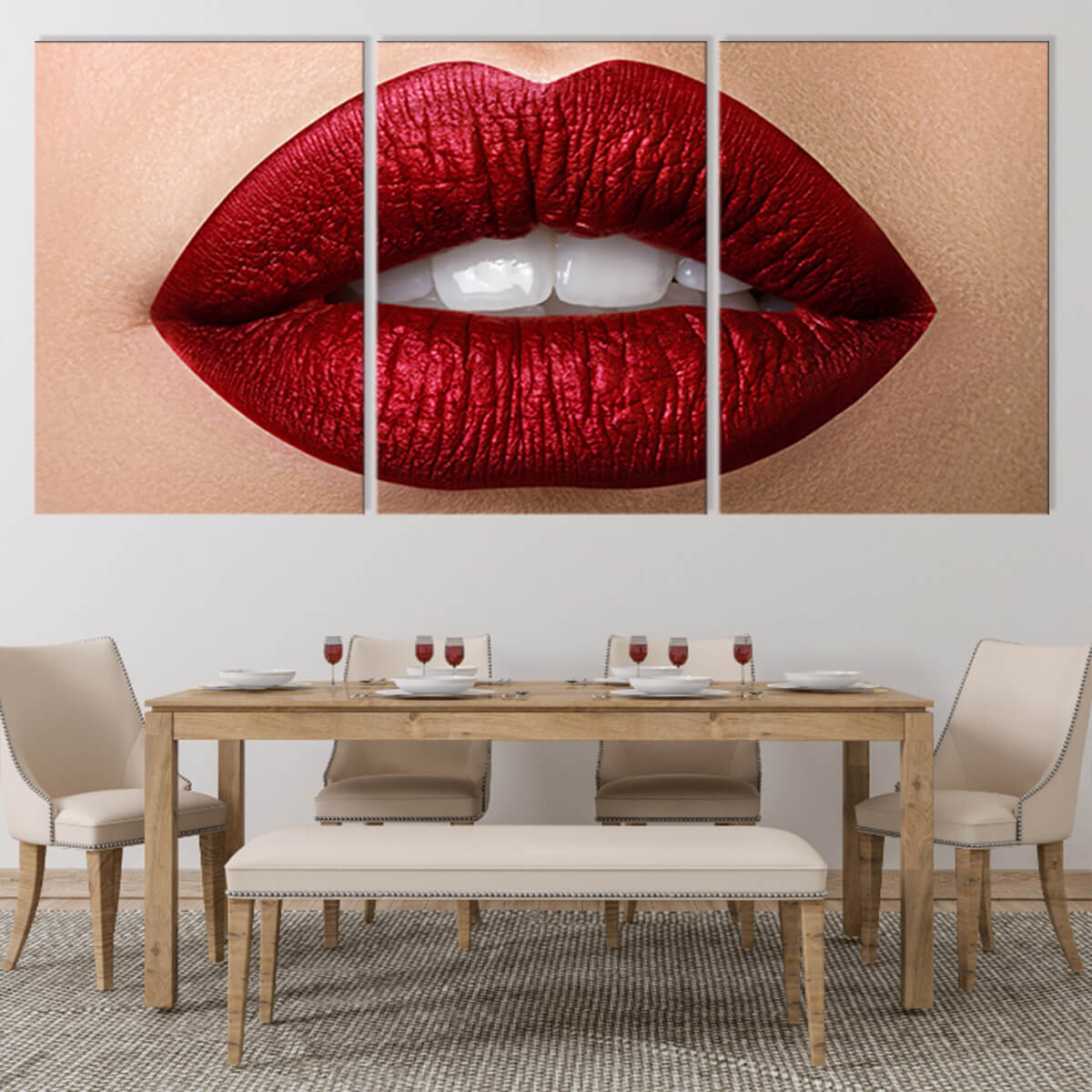 Vivid Red Lips Wall Art Canvas Print-Stunning Canvas Prints
