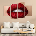 Vivid Red Lips Canvas Wall Art Set