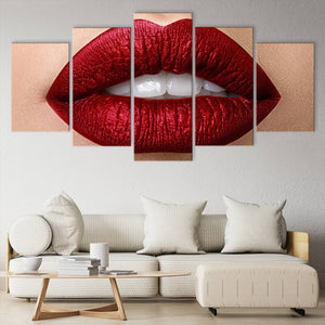 Vivid Red Lips Wall Art Canvas Print-Stunning Canvas Prints