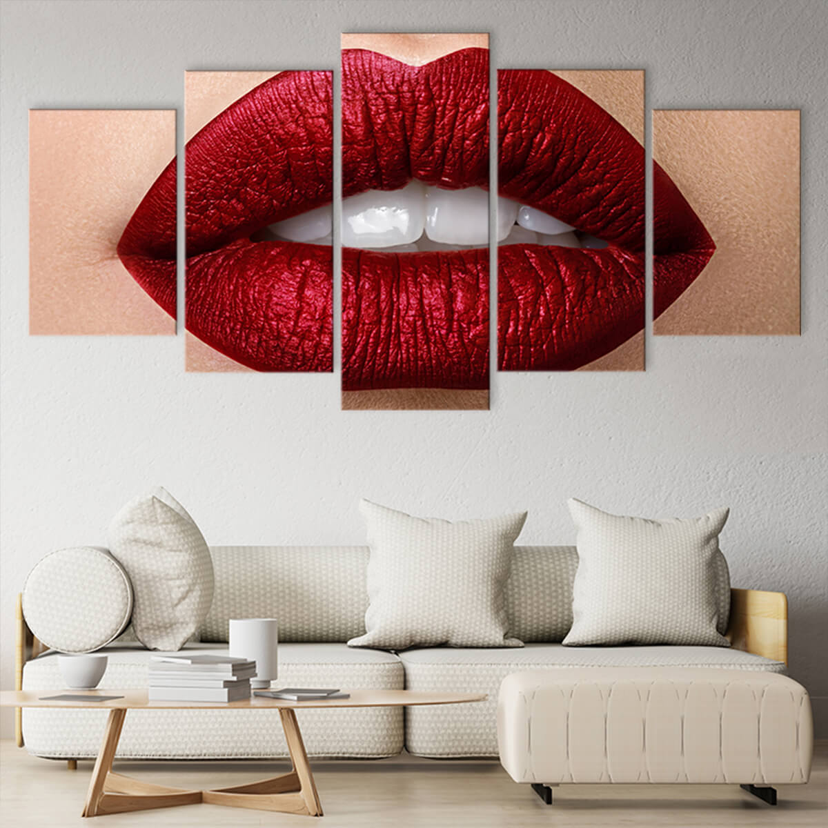 Vivid Red Lips Wall Art Canvas Print-Stunning Canvas Prints