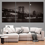 Brooklyn Bridge Black and White Multi Panel Canvas Wall Art