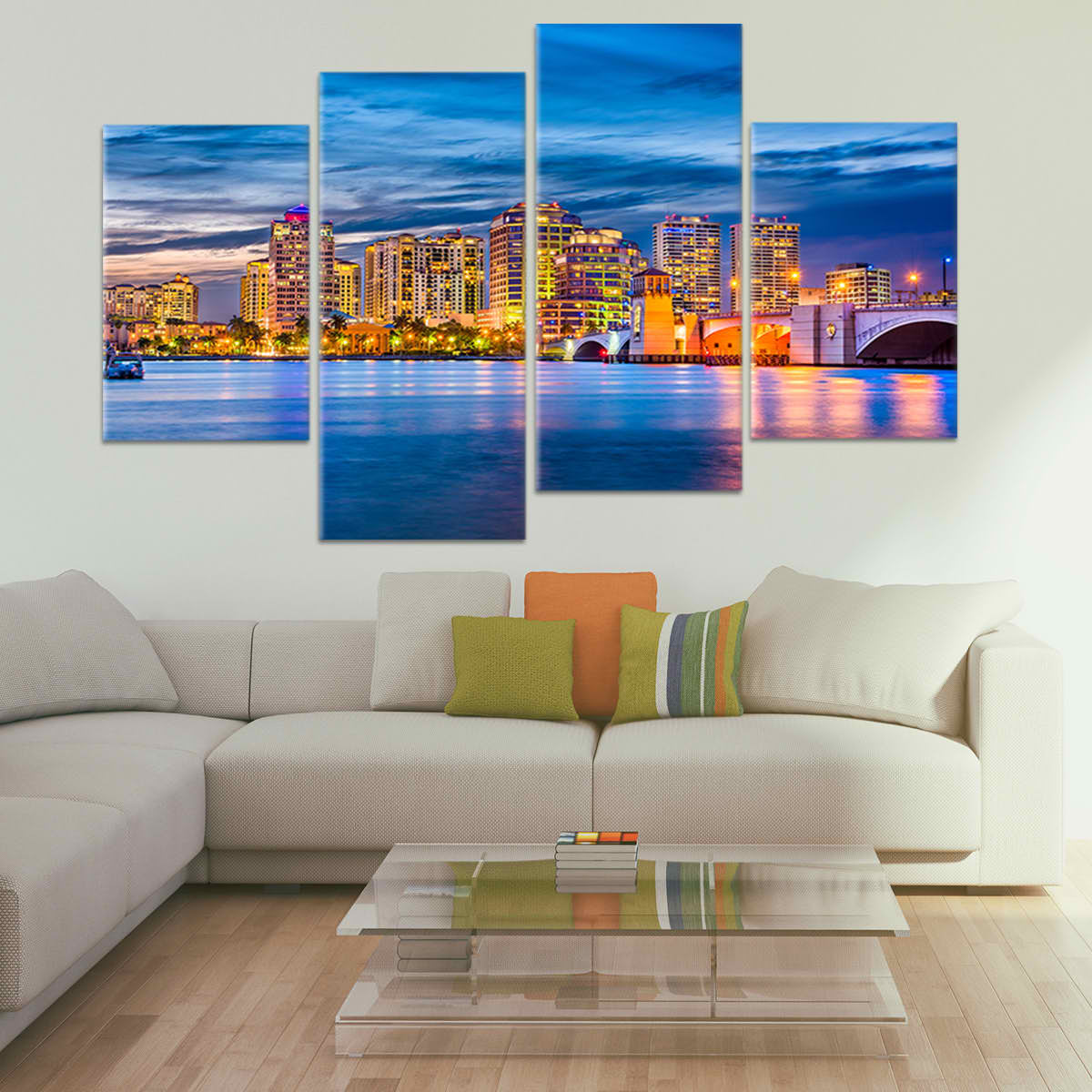West Palm Beach Skyline Wall Art Canvas-Stunning Canvas Prints