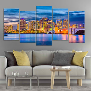 West Palm Beach Skyline Wall Art Canvas-Stunning Canvas Prints