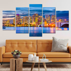 West Palm Beach Skyline Wall Art Canvas-Stunning Canvas Prints
