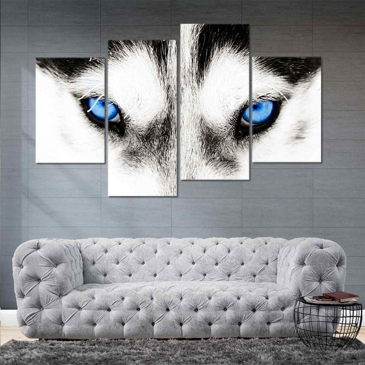 Blue Eyed Wolf Wall Art Set