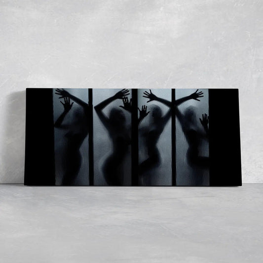 Curvy woman silhouette canvas wall art for living room, abstract modern curves creating calming upscale contemporary decor