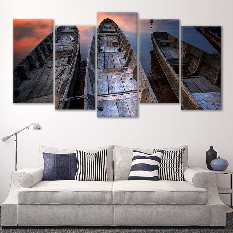 Wooden Fishing Boats canvas wall art