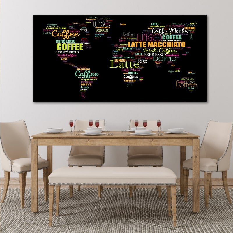 Coffee World Map 3 piece wall art