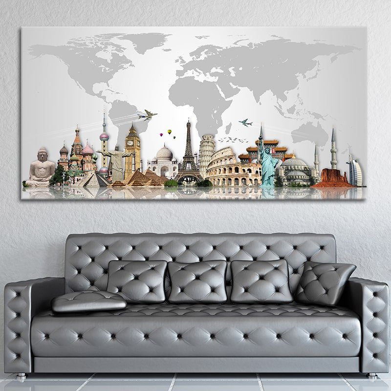 map of the world wall decor 3 piece wall art