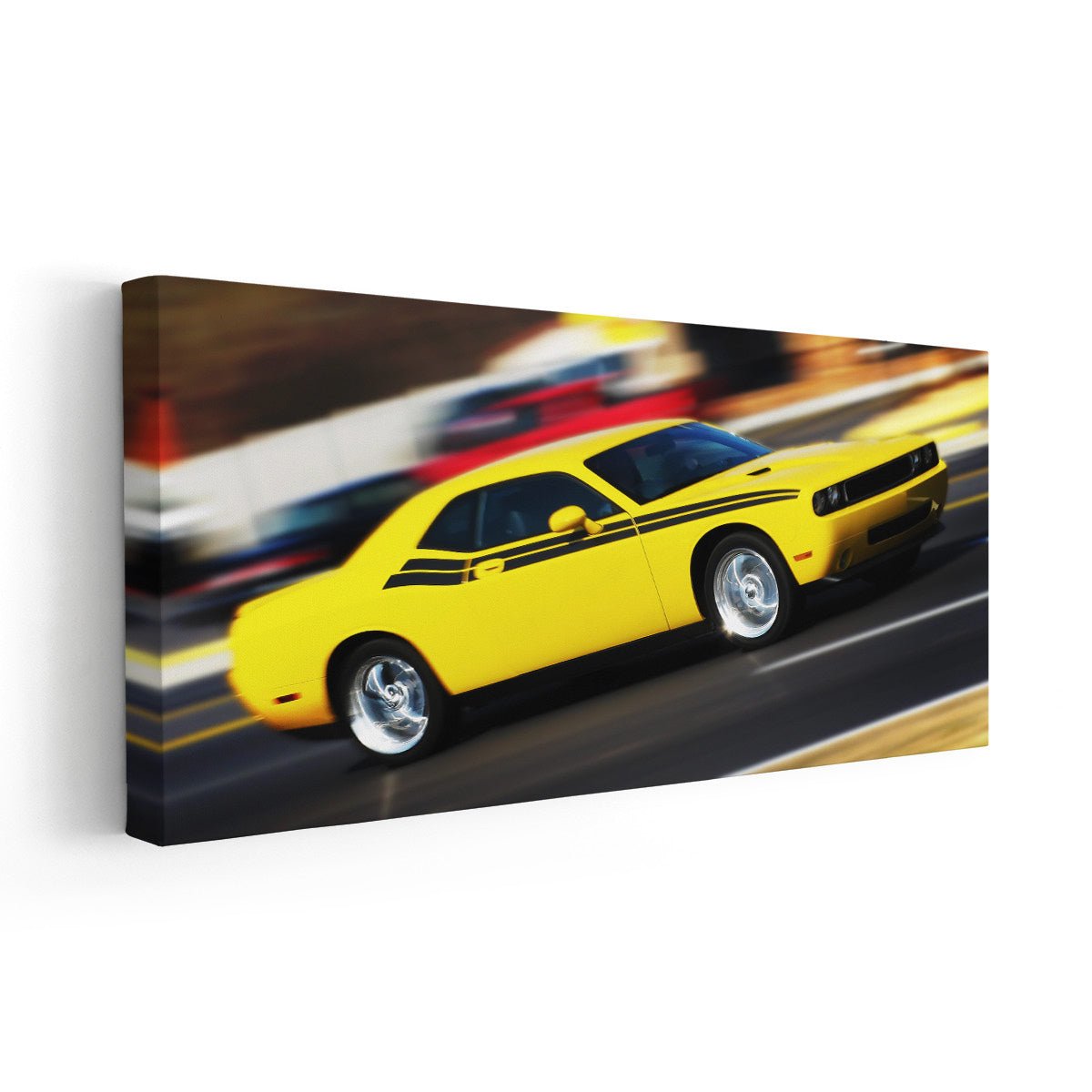 Yellow Dodge Challenger Canvas Wall Art
